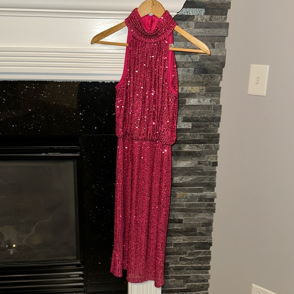 Eliza J pink sequins dress.
